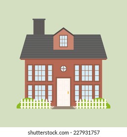 abstract cute house on a light green background