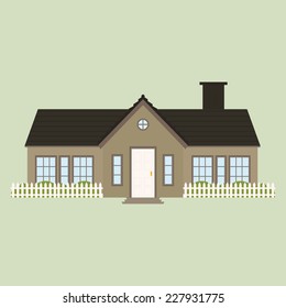 abstract cute house on a light green background
