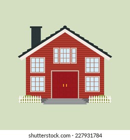 abstract cute house on a light green background