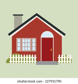 abstract cute house on a light green background