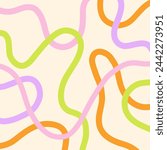 Abstract Cute Kid Background With Scribble Bold Lines. Child Naive Trendy Creative Background. Playful Geometric Wallpaper. Colorful Simple Random Lines Background. Modern Bright Design.