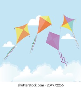 abstract cute kites on a special background