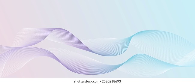Abstract cute light blue purple gradient background wavy lines pattern, pastel sweet style wave movement design, romantic or luxury love theme sound energy.