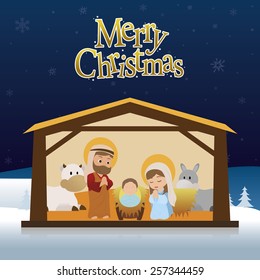 abstract cute Manger with Saint Mary, Joseph and Child Jesus on a special background