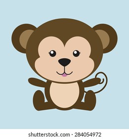 abstract cute monkey on a blue background