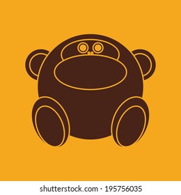 abstract cute monkey on a yellow background