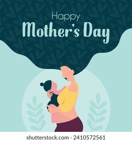 Abstract cute mother character with newborn child Mother day template Vector illustration