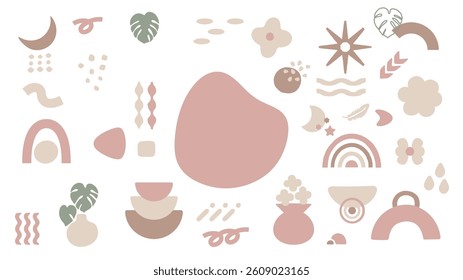 Abstract and cute natural bohemian style decoration set