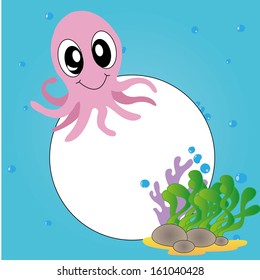 abstract cute octopus on special ocean background