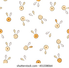 Abstract cute orange and cream circle flower design on white background pattern seamless backdrop wallpaper. Vector image