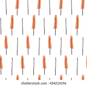 Abstract cute orange trees design on white background pattern seamless backdrop wallpaper. Vector image