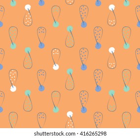 Abstract cute oval doodle polka dots blue green and white on orange background design, pattern seamless backdrop wallpaper. Vector image