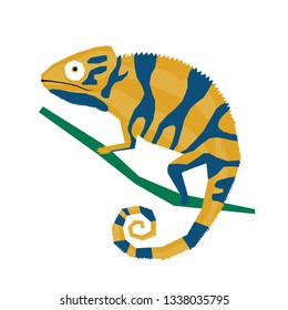 Abstract cute paper cut chameleon pattern background. Childish crafted chameleon for design birthday card, veterinarian clinic poster, pet shop sale advertising, bag print etc.  