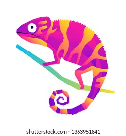 Abstract cute paper cut chameleon pattern background. Childish crafted chameleon for design birthday card, veterinarian clinic poster, pet shop sale advertising, bag print etc. 