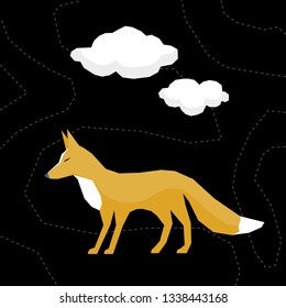 Abstract cute paper cut fox pattern. Childish crafted fox for design birthday card, veterinarian clinic poster, pet shop sale advertising, bag print etc.  