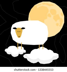 Abstract cute paper cut sheep pattern. Childish crafted sheep for design birthday card, veterinarian clinic poster, pet shop sale advertising, bag print etc.  