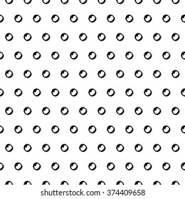 Abstract cute pattern with hand drawn polka dots. Trendy vector black and white cute pattern. Seamless monochrome cute pattern for fabric, wallpapers, wrapping paper, cards and web backgrounds.