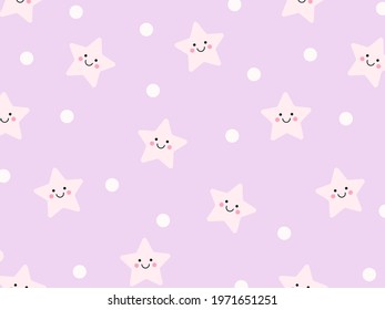 Abstract cute pattern for kids. Colorful stars in kawaii style. Wallpaper background.