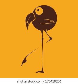 abstract cute pelican on a yellow background