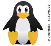 Abstract cute penguin in cartoon style isolated on white background. Funny pinguin image. Vector illustration.