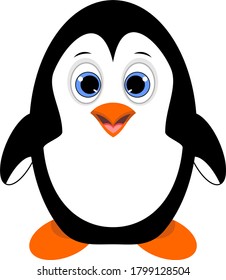 Abstract cute penguin in cartoon style isolated on white background. Illustration of a cute cartoon penguin. Cartoon style antarctic bird, animal vector illustration.