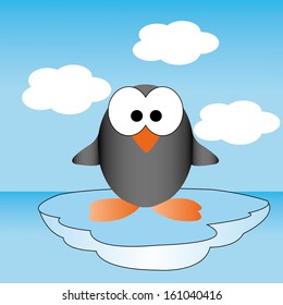 abstract cute penguin on special ocean background