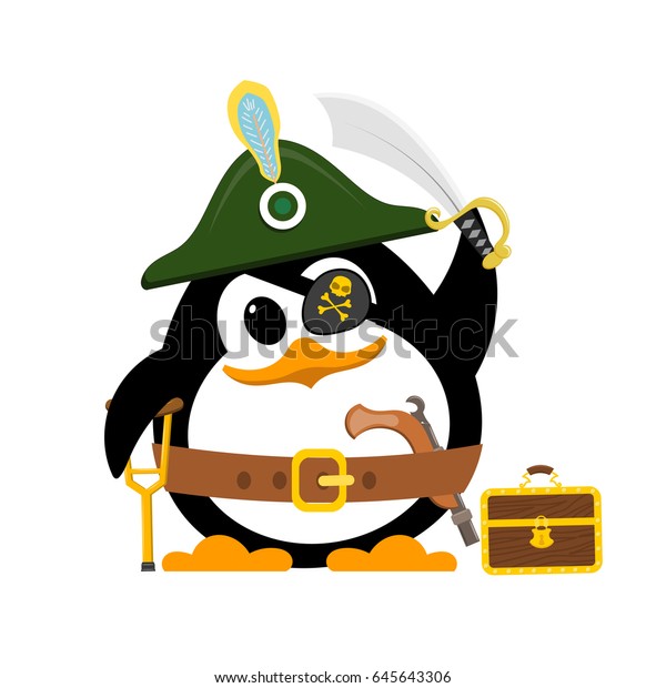 Abstract Cute Penguin Pirate Costume On Stock Vector (Royalty Free ...