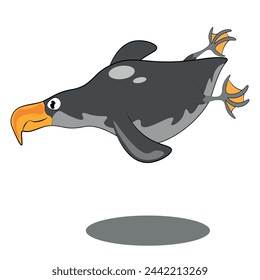 Abstract cute penguin vector in cartoon style isolated on white background. Funny image illustration.