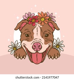 abstract cute pitbull dog vector