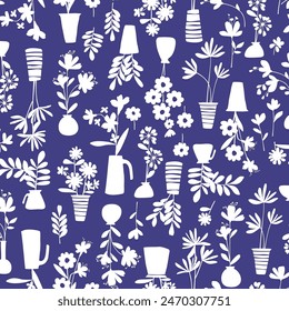 Abstract and cute plants seamless pattern,