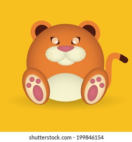 abstract cute puma on a yellow background