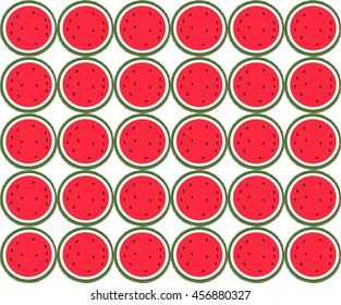 Abstract cute red watermelon slice on white background pattern seamless backdrop wallpaper. Vector image
