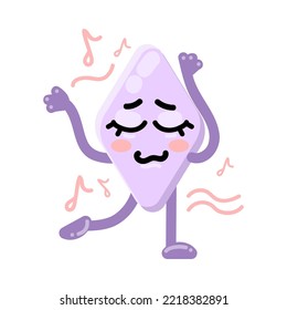 Resumen adorable baile de carácter geométrico rhombus. Imagen vectorial de cara tranquila con ojos cerrados. Rhombus de caricatura aislado en blanco. Educación, concepto emoticono