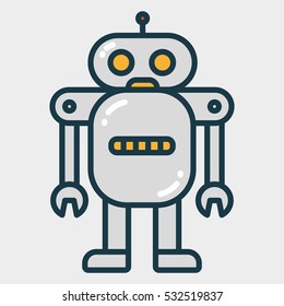 Abstract Cute Robot Minimal Color Flat Line Stroke Icon Pictogram Symbol Illustration