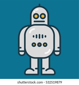 Abstract Cute Robot Minimal Color Flat Line Stroke Icon Pictogram Symbol Illustration