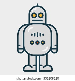 Abstract Cute Robot Minimal Color Flat Line Stroke Icon Pictogram Symbol Illustration