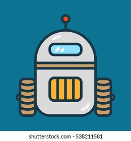 Abstract Cute Robot Minimal Color Flat Line Stroke Icon Pictogram Symbol Illustration
