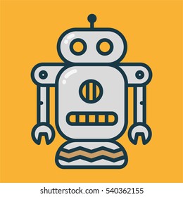 Abstract Cute Robot Minimal Color Flat Line Stroke Icon Pictogram Symbol Illustration