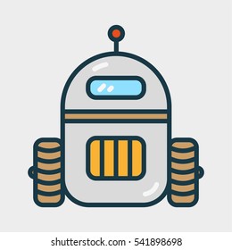 Abstract Cute Robot Minimal Color Flat Line Stroke Icon Pictogram Symbol Illustration