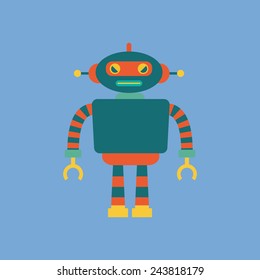 abstract cute robot on a blue background