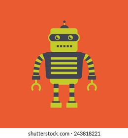 abstract cute robot on an orange background