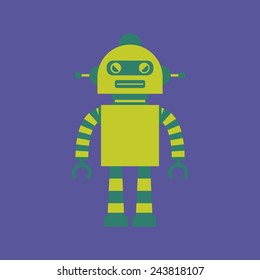 abstract cute robot on a purple background