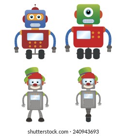 Abstract Cute Robots On White Background Stock Vector (Royalty Free ...