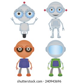 abstract cute robots on a white background