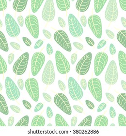 Abstract cute seamless pattern of simple leafs.