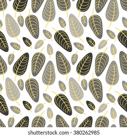 Abstract cute seamless pattern of simple leafs.