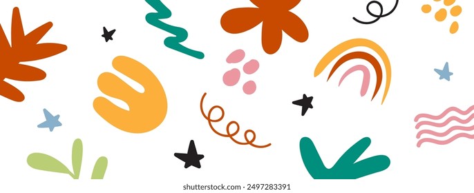 Abstract cute shape doodle fun hand drawn background. Fun illustration for children pattern design.