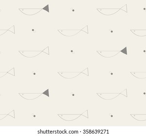 Abstract cute small fish with dots design background pattern seamless wallpaper. Vector art