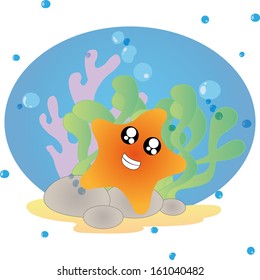 abstract cute starfish on special ocean background