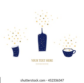 Abstract cute stars with bottle vase cup design card with space for your text background backdrop pattern. Vector art